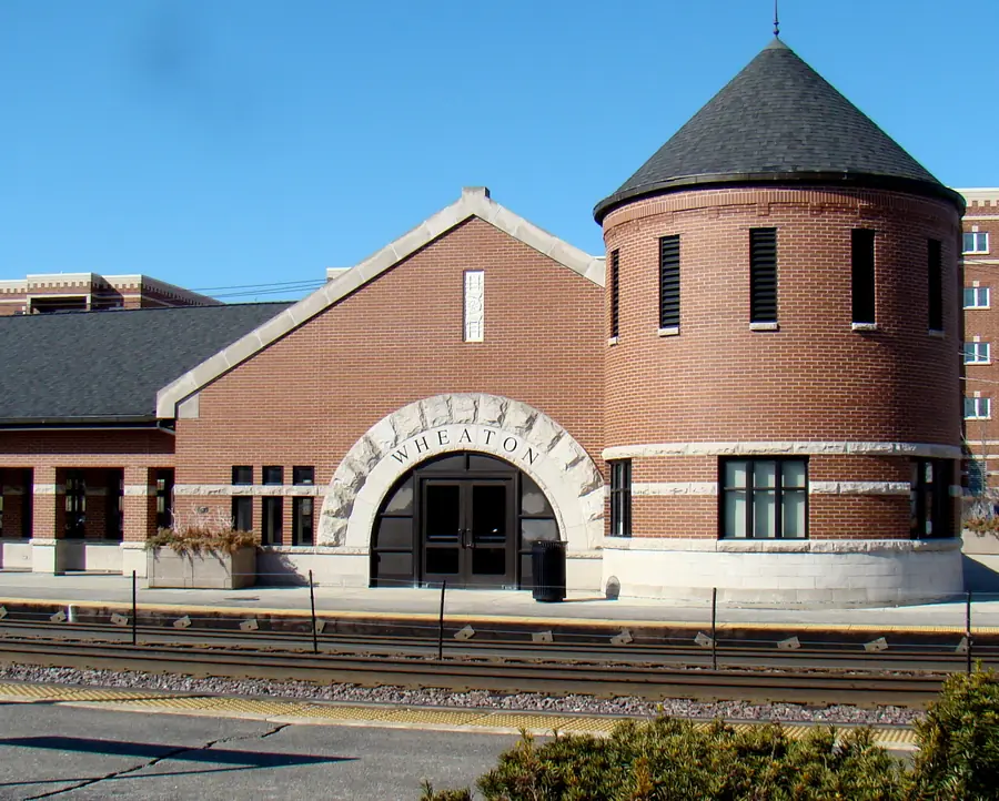 The Metra station in downtown Wheaton, Illinois