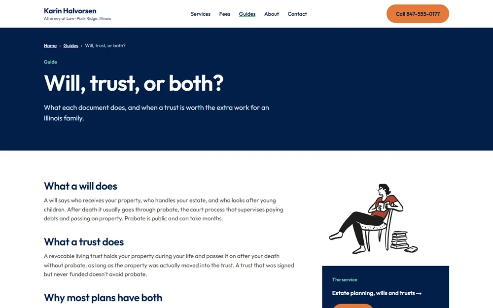 Halvorsen Law: A guide page on a desktop