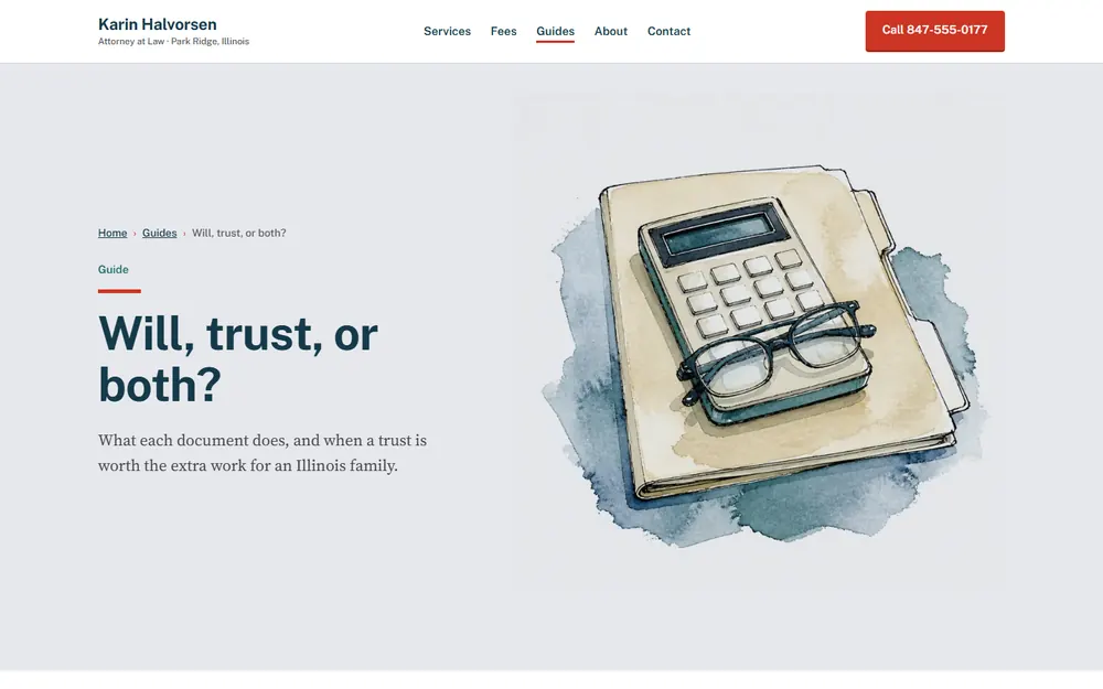 Halvorsen Law: A guide page on a desktop