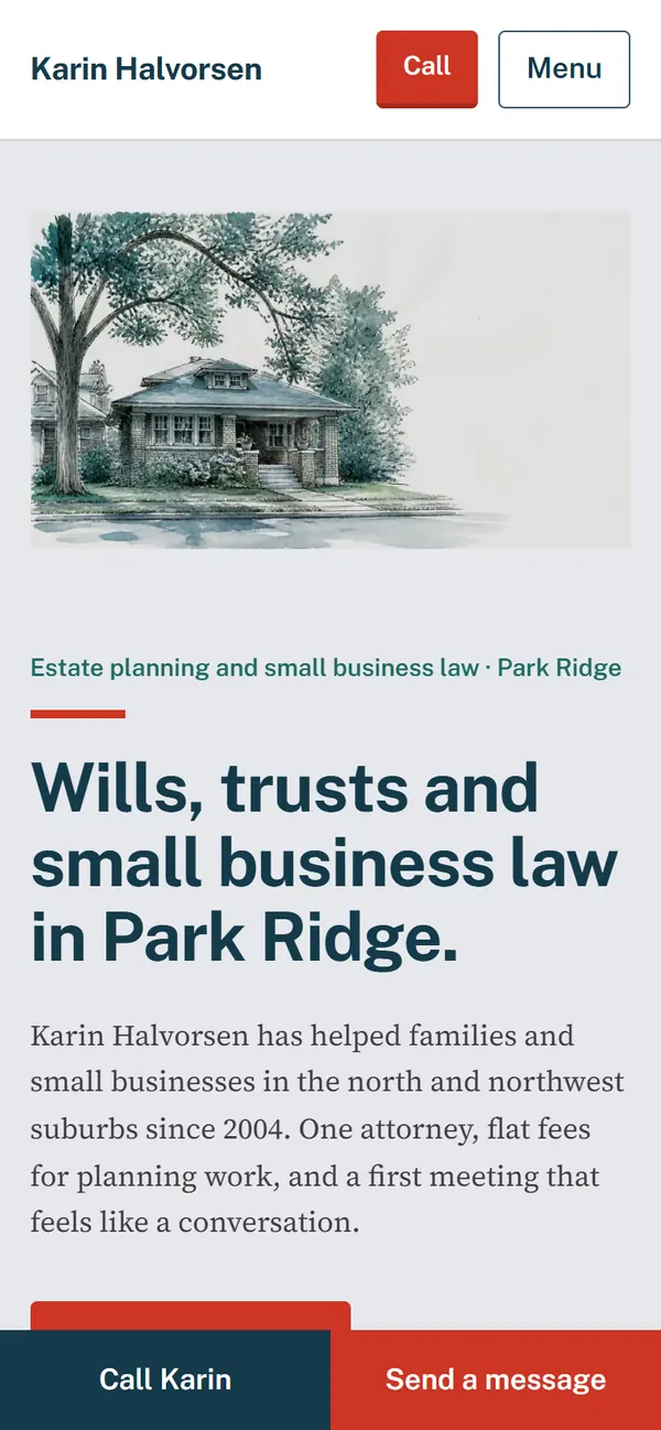 Halvorsen Law: Home page on a phone