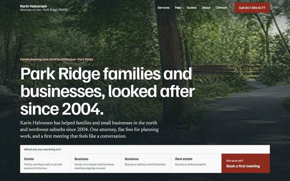 Halvorsen Law: Home page on a desktop