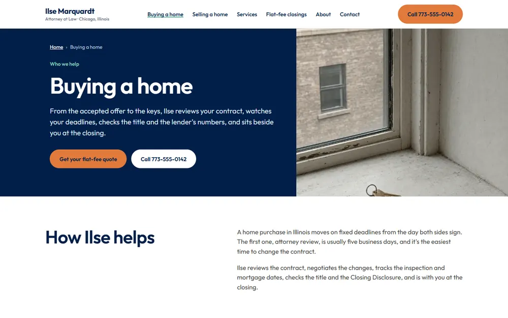 Ilse Marquardt, Attorney at Law: Buying a home page on a desktop