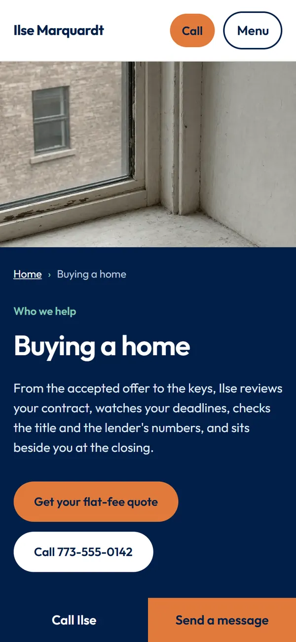 Ilse Marquardt, Attorney at Law: Buying a home page on a phone