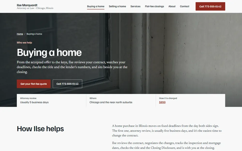 Ilse Marquardt, Attorney at Law: Buying a home page on a desktop