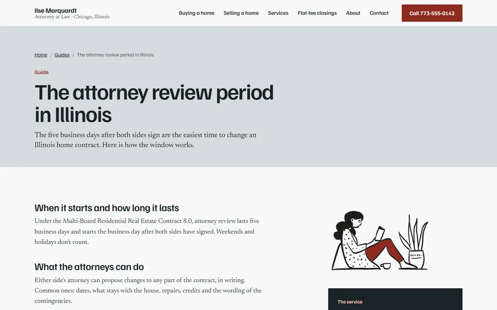 Ilse Marquardt, Attorney at Law: A guide page on a desktop