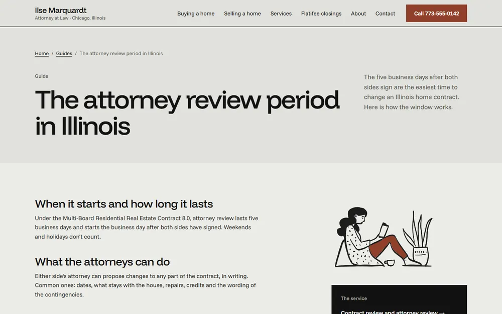 Ilse Marquardt, Attorney at Law: A guide page on a desktop