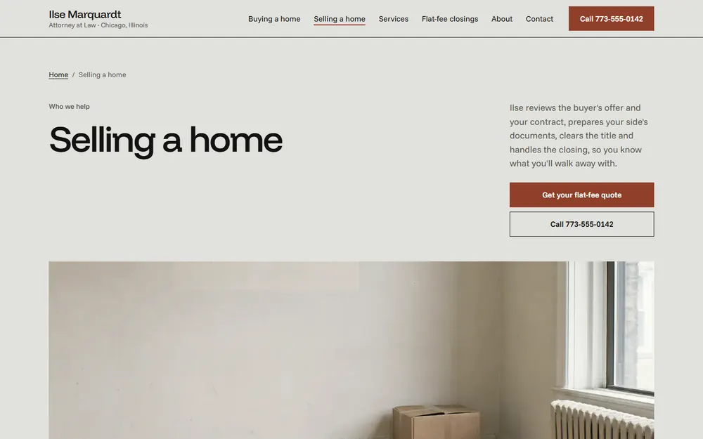 Ilse Marquardt, Attorney at Law: Selling a home page on a desktop